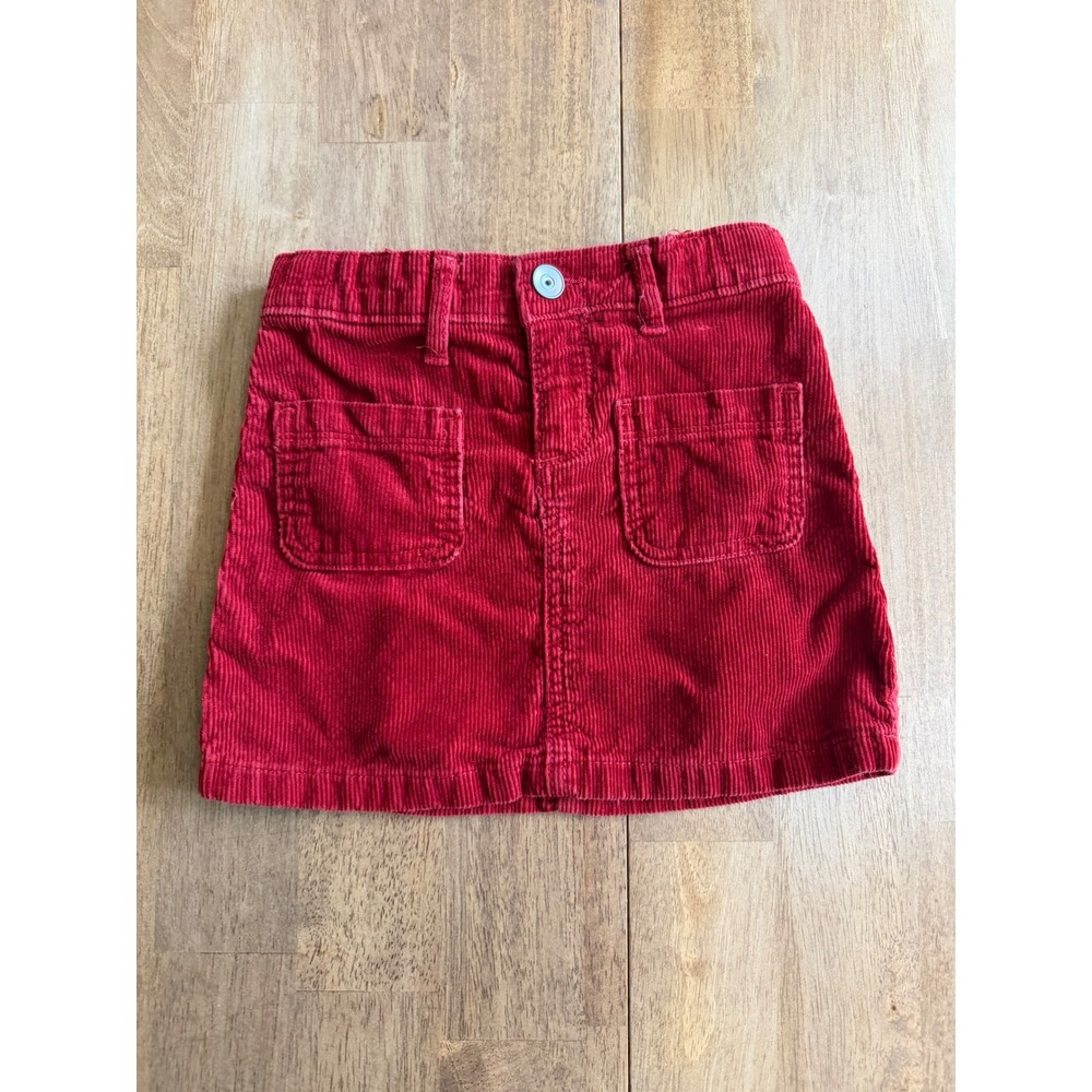 Childrens Place Girls Red Corduroy Skirt Size 5 Mini Skirt with Pockets